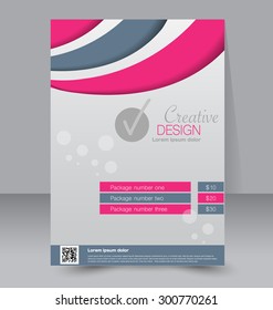 Flyer template. Business brochure. Editable A4 poster for design, education, presentation, website, magazine cover. Pink and grey color.