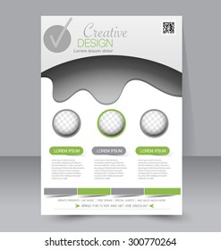 Flyer template. Business brochure. Editable A4 poster for design, education, presentation, website, magazine cover. Green color.