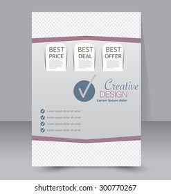 Flyer template. Business brochure. Editable A4 poster for design, education, presentation, website, magazine cover. Brown and blue color.
