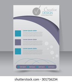 Flyer template. Business brochure. Editable A4 poster for design, education, presentation, website, magazine cover. Blue and purple color.