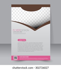 Flyer template. Business brochure. Editable A4 poster for design, education, presentation, website, magazine cover. Pink and brown color.