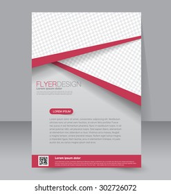 Flyer template. Business brochure. Editable A4 poster for design, education, presentation, website, magazine cover. Red color.