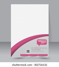 Flyer template. Business brochure. Editable A4 poster for design, education, presentation, website, magazine cover. Pink color.