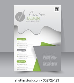 Flyer template. Business brochure. Editable A4 poster for design, education, presentation, website, magazine cover. Green color.