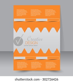 Flyer template. Business brochure. Editable A4 poster for design, education, presentation, website, magazine cover. Orange color.