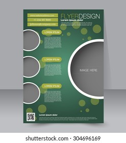 Flyer template. Business brochure. Editable A4 poster for design, education, presentation, website, magazine cover. Green color.