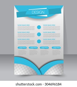 Flyer template. Business brochure. Editable A4 poster for design, education, presentation, website, magazine cover. Blue color.
