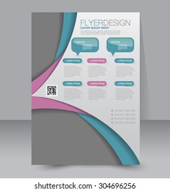 Flyer template. Business brochure. Editable A4 poster for design, education, presentation, website, magazine cover. Pink and green color.
