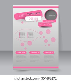 Flyer template. Business brochure. Editable A4 poster for design, education, presentation, website, magazine cover. Pink color.