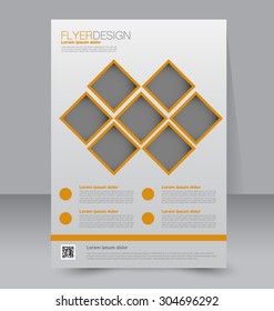 Flyer template. Business brochure. Editable A4 poster for design, education, presentation, website, magazine cover. Orange color.