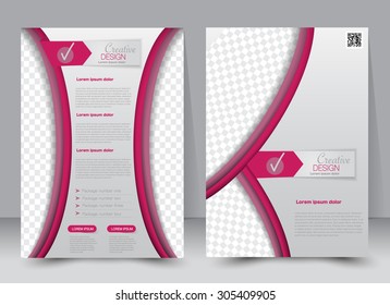 Flyer template. Business brochure. Editable A4 poster for design, education, presentation, website, magazine cover. Red color