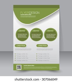 Flyer template. Business brochure. Editable A4 poster for design, education, presentation, website, magazine cover. Green color.