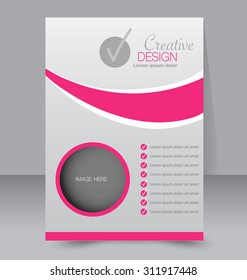 Flyer template. Business brochure. Editable A4 poster for design, education, presentation, website, magazine cover. Pink color.