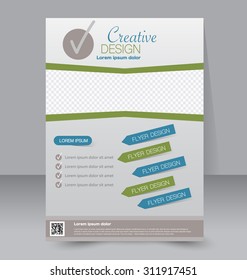 Flyer template. Business brochure. Editable A4 poster for design, education, presentation, website, magazine cover. Green and blue color.