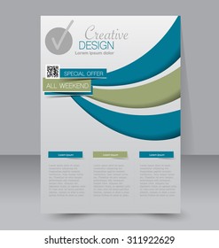 Flyer template. Business brochure. Editable A4 poster for design, education, presentation, website, magazine cover. Green and blue color.