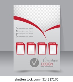 Flyer template. Business brochure. Editable A4 poster for design, education, presentation, website, magazine cover. Red color.