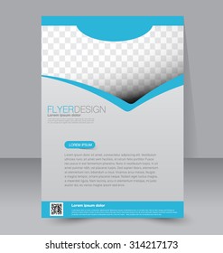 Flyer template. Business brochure. Editable A4 poster for design, education, presentation, website, magazine cover. Blue color.