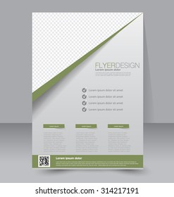 Flyer template. Business brochure. Editable A4 poster for design, education, presentation, website, magazine cover. Green color.