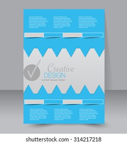 Flyer template. Business brochure. Editable A4 poster for design, education, presentation, website, magazine cover. Blue color.