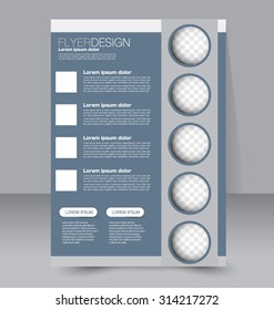Flyer template. Business brochure. Editable A4 poster for design, education, presentation, website, magazine cover. Grey color.
