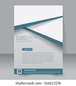 Flyer template. Business brochure. Editable A4 poster for design, education, presentation, website, magazine cover. Blue color.