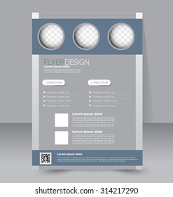 Flyer template. Business brochure. Editable A4 poster for design, education, presentation, website, magazine cover. Grey color.