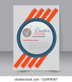 Flyer template. Business brochure. Editable A4 poster for design, education, presentation, website, magazine cover. Blue and orange color.
