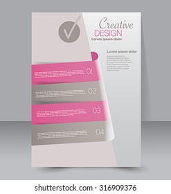Flyer template. Business brochure. Editable A4 poster for design, education, presentation, website, magazine cover. Pink and grey color.
