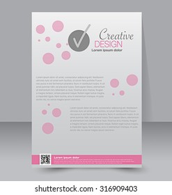 Flyer template. Business brochure. Editable A4 poster for design, education, presentation, website, magazine cover. Pink and grey color.