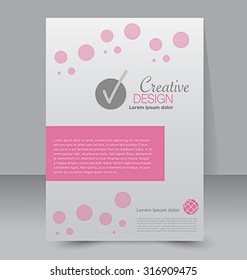 Flyer template. Business brochure. Editable A4 poster for design, education, presentation, website, magazine cover. Pink and grey color.