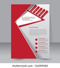 Flyer template. Business brochure. Editable A4 poster for design, education, presentation, website, magazine cover. Red color.