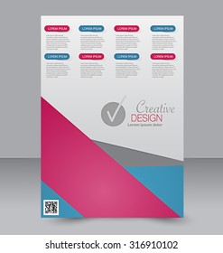 Flyer template. Business brochure. Editable A4 poster for design, education, presentation, website, magazine cover. Blue and pink color.