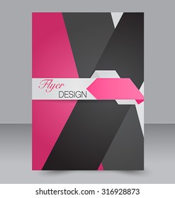Flyer template. Business brochure. Editable A4 poster for design, education, presentation, website, magazine cover. Black and pink color.