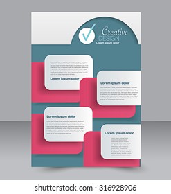 Flyer template. Business brochure. Editable A4 poster for design, education, presentation, website, magazine cover. Red and green color.
