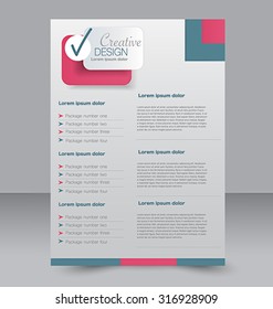 Flyer template. Business brochure. Editable A4 poster for design, education, presentation, website, magazine cover. Red and green color.