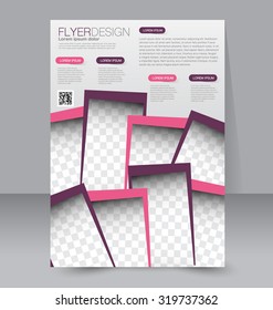 Flyer template. Business brochure. Editable A4 poster for design, education, presentation, website, magazine cover. Pink and purple color