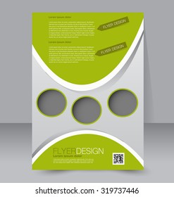 Flyer template. Business brochure. Editable A4 poster for design, education, presentation, website, magazine cover. Green color