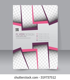Flyer template. Business brochure. Editable A4 poster for design, education, presentation, website, magazine cover. Pink and purple color