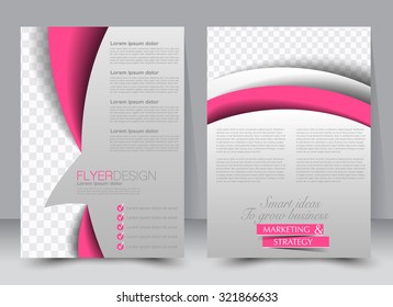 Flyer template. Business brochure. Editable A4 poster for design, education, presentation, website, magazine cover. Pink color.