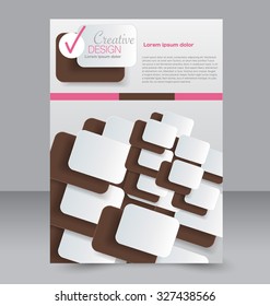 Flyer template. Business brochure. Editable A4 poster for design, education, presentation, website, magazine cover. Brown and pink color.