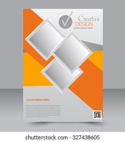 Flyer template. Business brochure. Editable A4 poster for design, education, presentation, website, magazine cover. Orange color.
