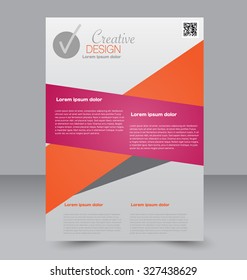 Flyer template. Business brochure. Editable A4 poster for design, education, presentation, website, magazine cover. Orange and pink color.