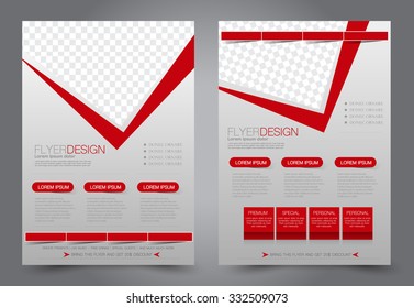 Flyer template. Business brochure. Editable A4 poster for design, education, presentation, website, magazine cover. Red color.  Editable vector illustration.