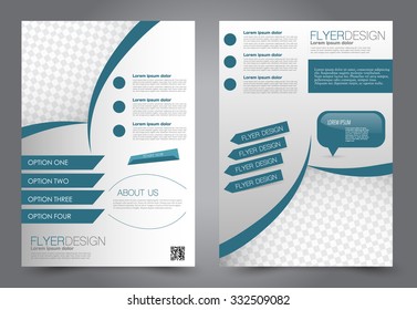 Flyer template. Business brochure. Editable A4 poster for design, education, presentation, website, magazine cover. Blue color.  Editable vector illustration.