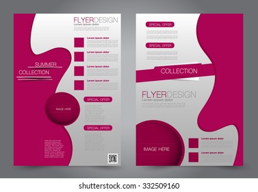 Flyer template. Business brochure. Editable A4 poster for design, education, presentation, website, magazine cover. Pink color.  Editable vector illustration.