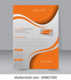 Flyer template. Business brochure. Editable A4 poster for design, education, presentation, website, magazine cover. Orange color