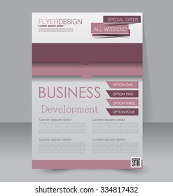 Flyer template. Business brochure. Editable A4 poster for design, education, presentation, website, magazine cover. Pink color