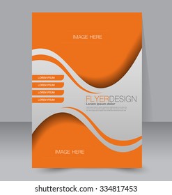 Flyer template. Business brochure. Editable A4 poster for design, education, presentation, website, magazine cover. Orange color