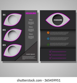 Flyer template. Business brochure. Editable A4 poster for design, education, presentation, website, magazine cover. Black and pink color eps 10