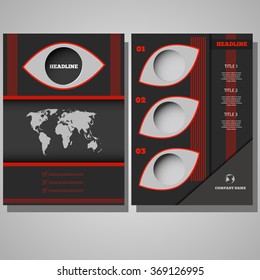 Flyer template. Business brochure. Editable A4 poster for design, education, presentation, website, magazine cover. Black and red color eps 10